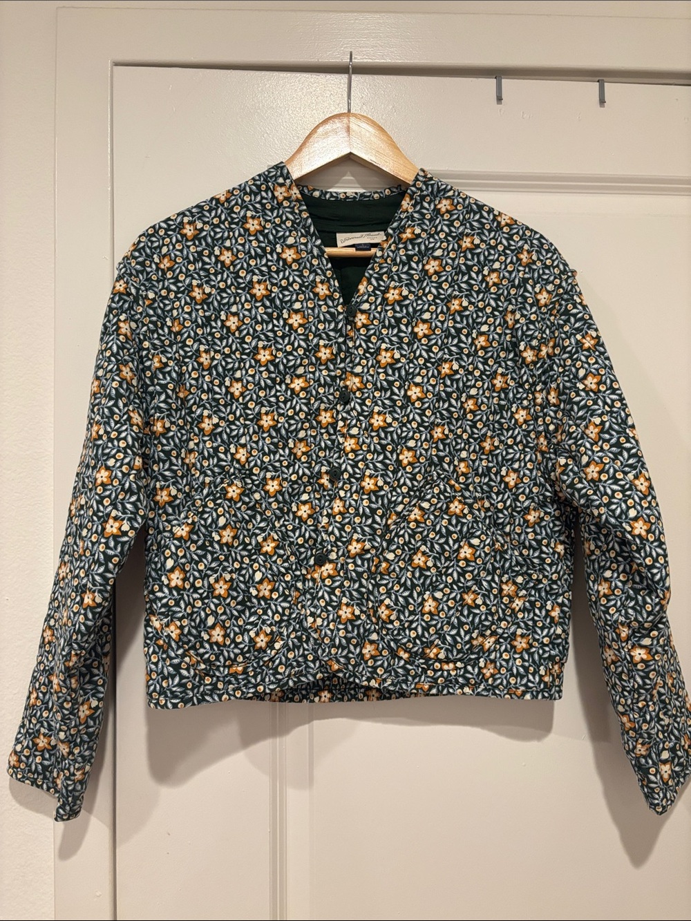 Quilted Floral Bomber Jacket - Green Yellow Floral